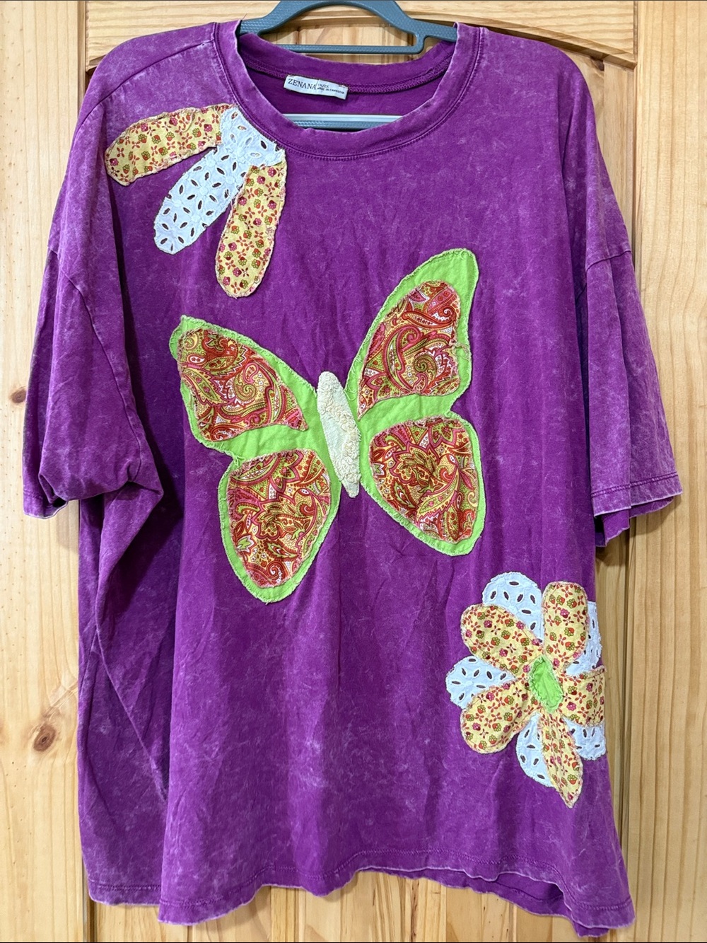 Zenana Outfitters Purple Butterfly Appliqué Tee